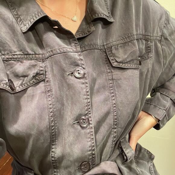 Young Fabulous & Broke Utility Button Down Top NWT Smoke Gray - Picture 5 of 7